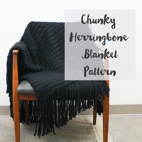 Chunky Herringbone Blanket Knitting Pattern