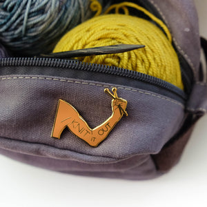 Hard Enamel maker Pin: Knit It Out (version 2)